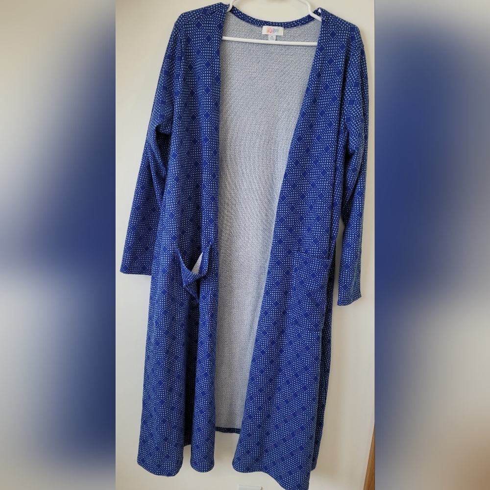 LuLaRoe Long Sleeve Open Cardigan With Front Pockets XL Blue